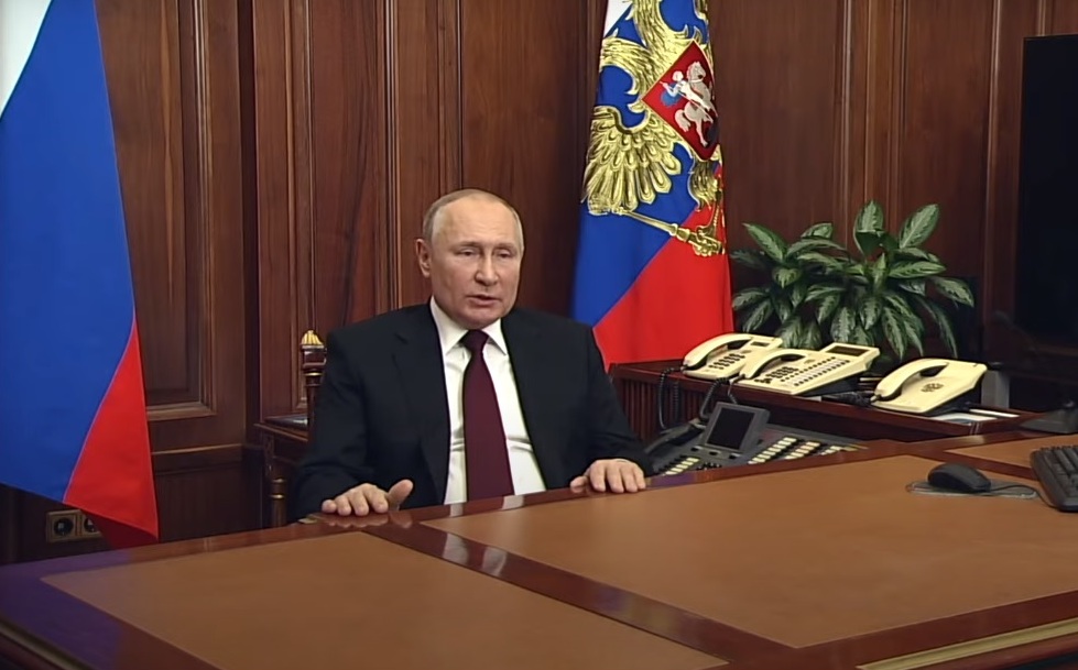 Обращение Владимира Путина к россиянам 21 февраля 2022 года. Стоп-кадр прямой трансляции
