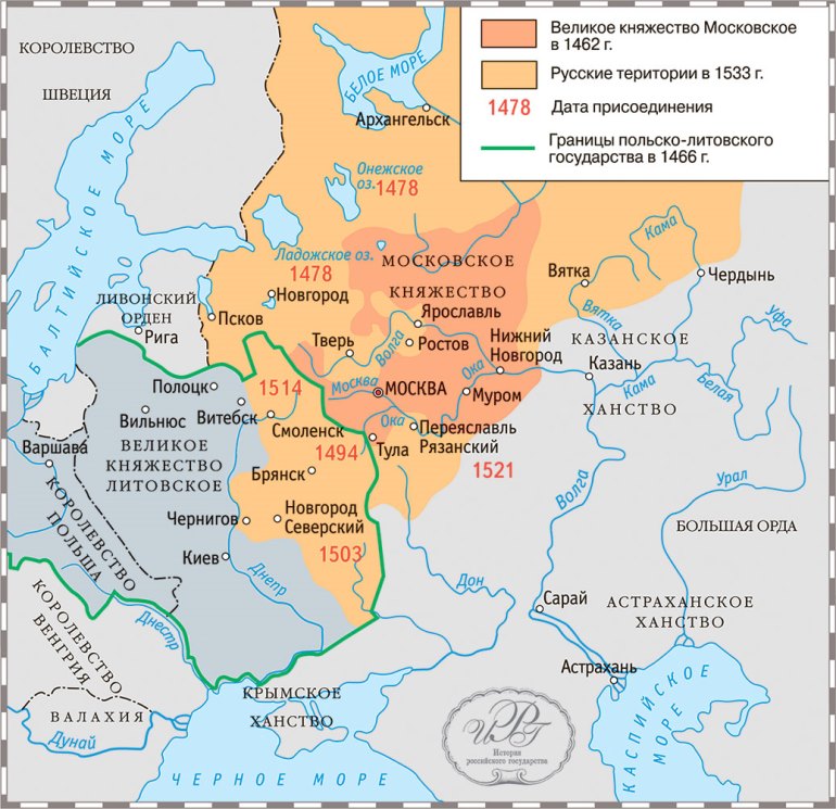 Территория Великого княжества московского в 1533 г. Фото: libmir.com