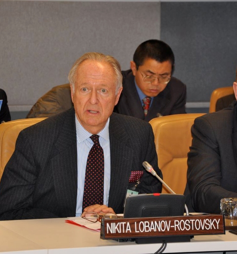Н. Д. Лобанов-Ростовский выступает в ООН. Нью-Йорк, 25 января 2010 г.