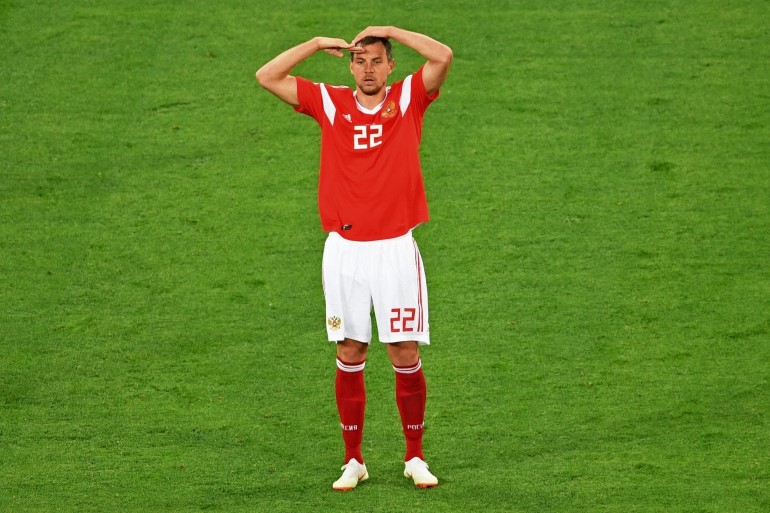 Артём Дзюба забивает гол в ворота египтян. Фото: iinews.ru